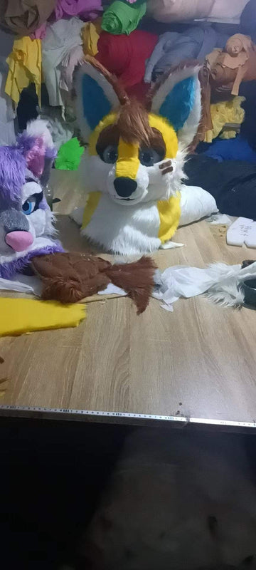 100% ORIGINAL PHOTO Yellow Husky 3D Eyes Cat Huksy Dog Fursuit Teen Costumes Child Full Furry Suit Fursona Kigurumi Digitigrade Anime With Head -  by FurryMascot -